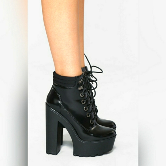 Patent Leather Black Platform Bootie - Picture 4 of 4